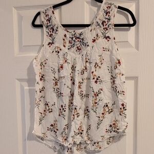 White Ruffled Tie Front Sleeveless Tank Top